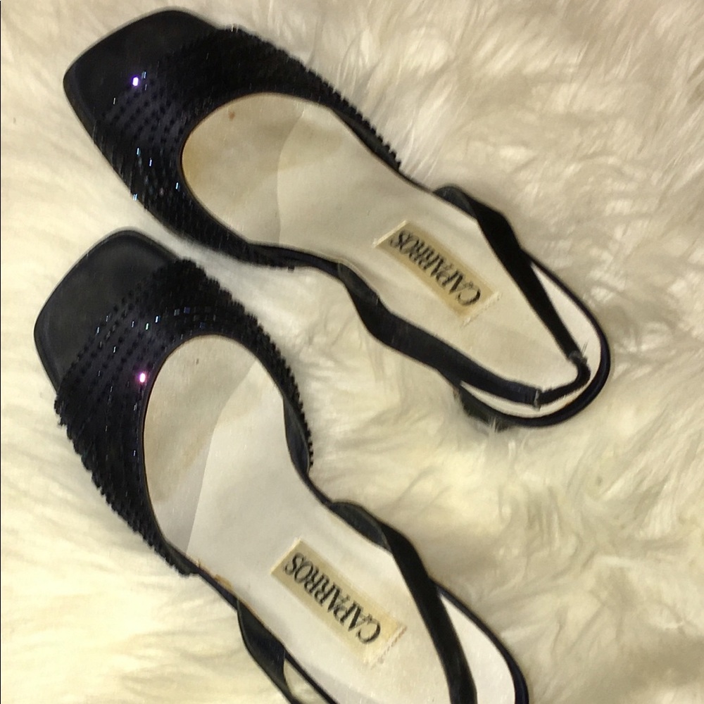 Navy Blue sling back heels w/ navy sparkles